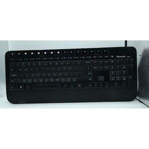 Microsoft Wireless Keyboard 2000 Model 1477 Black AES Encryption USB Receiver